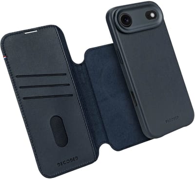 DECODED 2-in-1 Leren Detachable Wallet Hoesje Geschikt voor iPhone 17 Air - Magnetisch Afneembaar - met Pasjeshouder - Premium ECCO Leer - Geschikt voor MagSafe - Navy Blauw