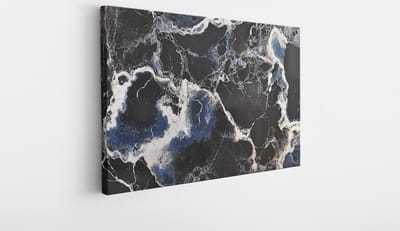 Saammp Canvas Schilderij - Zwart marmer - Abstract kunstwerk - 30x20 - Foto op canvas - Wanddecoratie - Muurdecoratie Woonkamer - Slaapkamer decoratie - Canvas Print