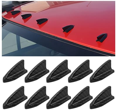 Dailygoods- Haaienvin Antenne Universeel - 10 Stuks - Zwart Carbon Patroon - Kunststof - Bumper Auto Lichaam Instelling - 52,5 x 23 x 22 mm - Dakspoiler