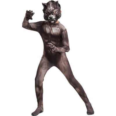 Costume Cosplay Loup-garou Animal Loup Costume pour Enfants Adultes Combinaison Masque 3D Costume Combinaison Vêtements Carnaval Fête d'Anniversaire 110 black