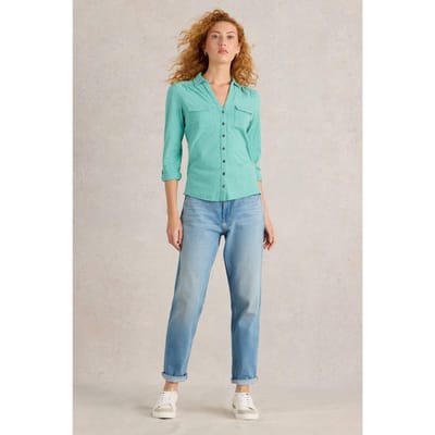 White Stuff Annie Pocket Jersey Shirt Bright Blue Maat: 20 | Longsleeves Outlet | Dames | Blauw