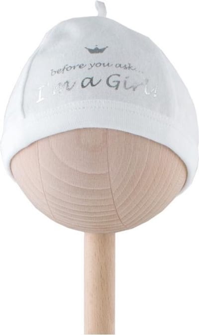 BAMBAM Babymutsje "I am a girl" - Wit - Baby cadeau