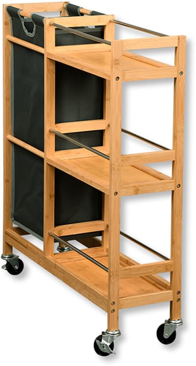 Kesper - Keukentrolley - keukenwagen - met flessenhouder - 68x20x78cm - bamboe
