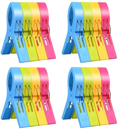 Dailygoods - Grote Wasknijpers - Handdoekklemmen - Windvast en lichtgewicht - 16 Stuks - Ideaal voor Strandhanddoeken - Antislip Ontwerp voor Eenvoudi...