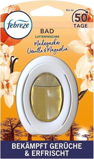 Febreze Badkamer luchtverfrisser - Petit Coin - Madagaskar - Vanille & Magnolia - set en go - niet elektrisch - 50 dagen frisheid