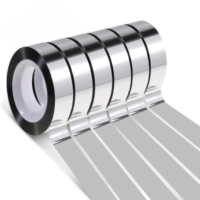 Washi-tape, zilver, zelfklevend, zilverkleurig, metallic plakband, 12 mm x 50 m, handwerk, decoratieve plakband, tegelnaadband, plakbanden voor scrapbook, geschenkverpakking, tegelnaadafdekking, 6 rollen