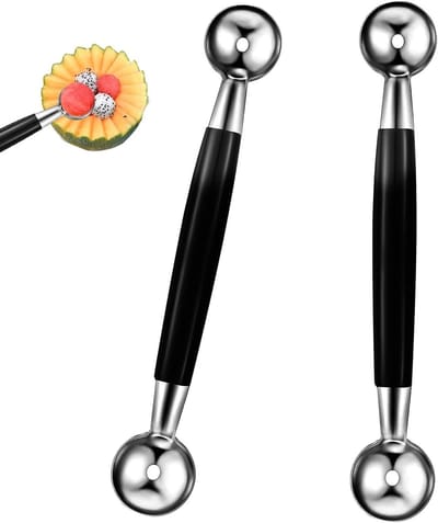 Dubbele lepel voor meloenbollen - Ronde fruitballen scoop van roestvrij staal, ideaal voor ijs en desserts, perfect voor fruit en snacks