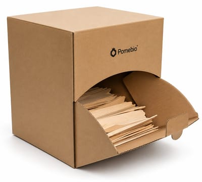 Pomebio houten mes - 500 stuks houten mes in dispenserbox - 165 mm