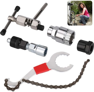 Dailygoods- Fietsreparatiegereedschapsset - Fietscassette/Verwijdergereedschap - Kettingzweep/Trekkerset - Kettinggereedschap - Multitool/Koolstofstaal - Afmetingen 200 x 68 mm - Fietsgereedschap
