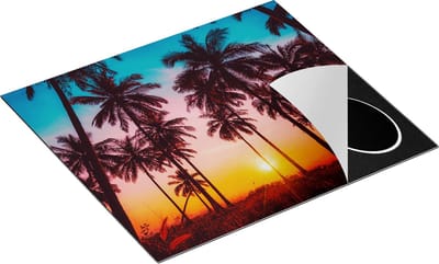 Chefcare Inductie Beschermer Palmbomen op het Strand bij Zonsondergang - 60x50 cm - Afdekplaat Inductie - Kookplaat Beschermer - Inductie Mat