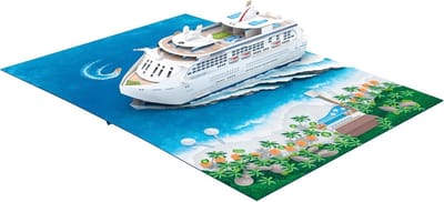 3D Pop-up Wenskaart Cruise Schip - Handgemaakte Ansichtkaart voor Vakantie, Verjaardag & Bon Voyage