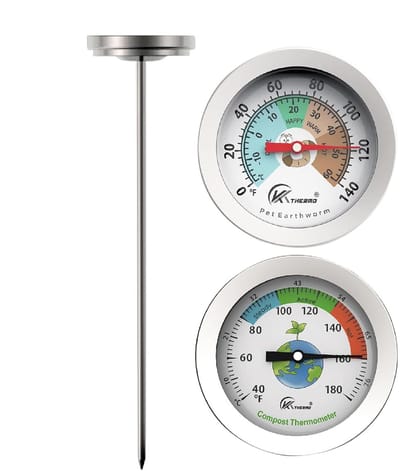 Bodemthermometer Tuinieren - Grond Meetinstrument - Compost Bewaken - Analoge RVS Sonde - 18 cm Lang - Zilverkleurig