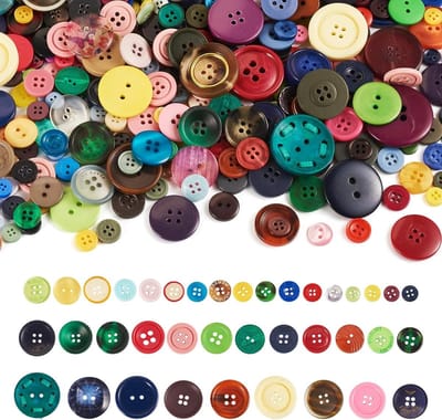 400-600 Stuks Kleurige Hars Knopen 7-25mm voor Handwerk, Breien en Haakprojecten, DIY Versieringen met 2 en 4 Gaten