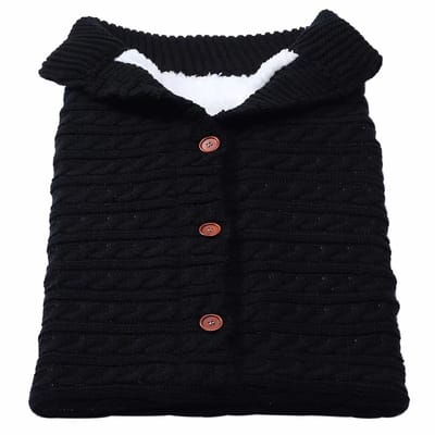 Wintervoetjes voor baby's - Universele winterslaapzak - Gebreide voetjes - Met fleece gevoerde winterslaapzak voor baby's - Warme voetjes - Babydeken voor in de kinderwagen - 68x39cm -Zwart