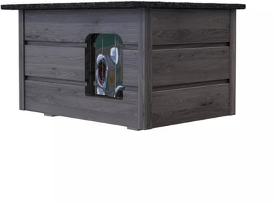 QLS Kattenhuis Voor Binnen & Buiten - 57x47x33 cm - GRIJS Hout - Weerbestendig Verplaatsbaar Geïsoleerd 8579