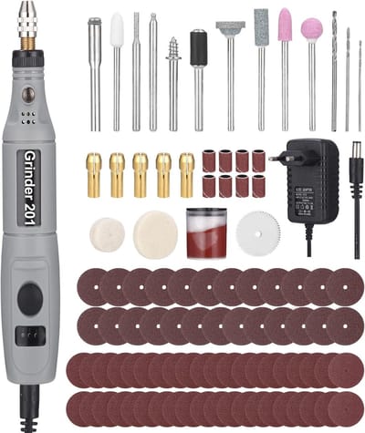 Multifunctioneel gereedschap - Rotatiegereedschap set - Klusprojecten en hobby - 95 Delige accessoire set - 3 snelheden - Grijs