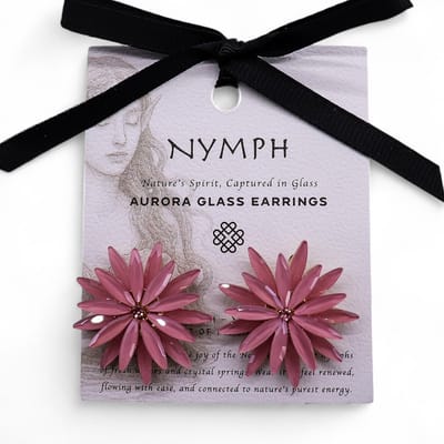 Zachtroze - Vintage glas - Bloemen - Oorbellen