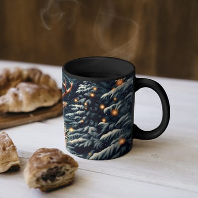 Magische Mok - Foto op Warmte Mokken - Koffiemok - Kerst - Magie - Bos - Kleurrijk - Magic Mok - Beker - 350 ML - Theemok