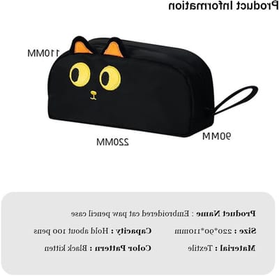 Grote Capaciteit Pennenzak Organizer - Zwart Etui met Kattenprint voor School, Kantoor en Studenten