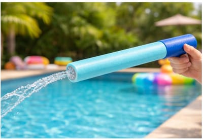 Eddy Toys Waterpistool van foam 54 cm - 3x - waterspuiten klein model - spuit 10 meter ver - blauw - water speelgoed