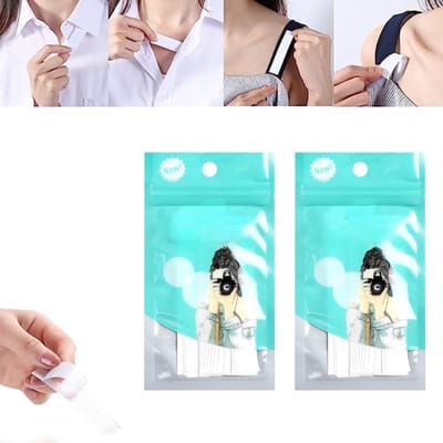 72 stuks onzichtbare borstpads tegen doorschijnendheid - Transparant, naadloos en huidvriendelijk - Onzichtbare tape voor dames - Anti-lek pads voor bh's - 2*8,5 cm - Geschikt voor dagelijks gebruik en trouwjurken - Transparant