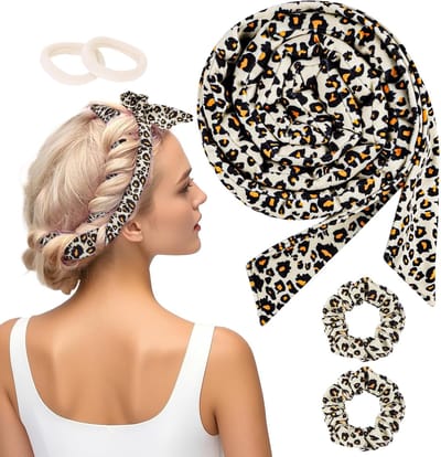 Krulband Set - Haarrollers Velours - Krullen Zonder Hitte - Zacht Materiaal - 5 Stuks - Luipaardpatroon