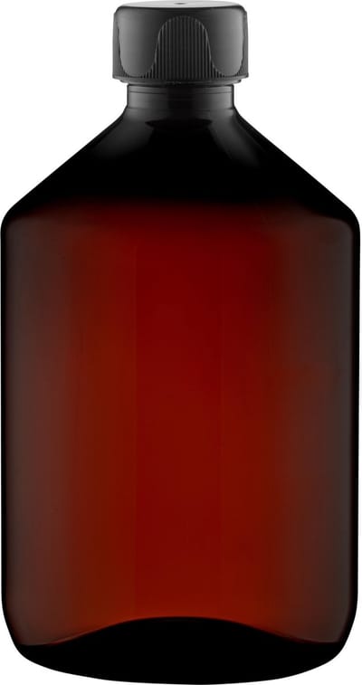 Lege Plastic Fles 500 ml PET Amber bruin - met zwarte dop - set van 10 stuks - Navulbaar - Leeg
