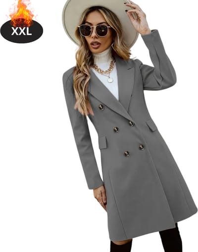 Livano Mantel Dames - Tussenmantel - Jas - Mantelpakje - Trenchcoat - Overjas - Overcoat - Winter - Grijs - XXL