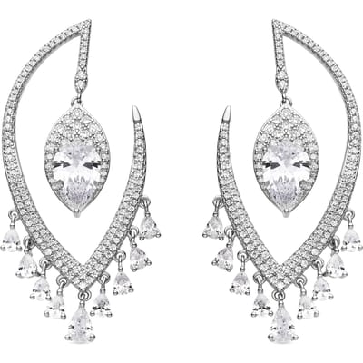 Luxenter Oorbellen van 925 sterling zilver en glanzende zirkonia met rhodiumafwerking - Hakku