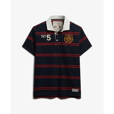 Superdry Double Emblem Rugby Korte Mouw Poloshirt Blauw S Man