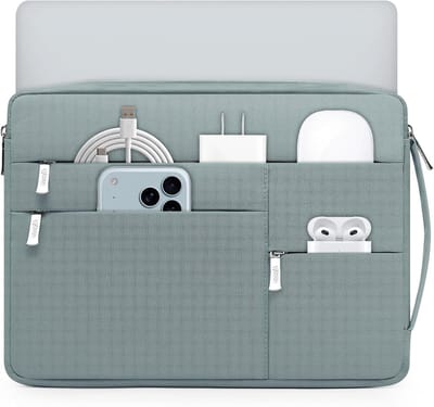 Laptop Sleeve Tas voor 13.3-16 Inch Laptops met 3 Voorzakken en Zijhandvat, Geschikt voor MacBook Pro, Air en Dell XPS