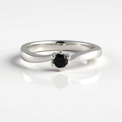 Cavill - Zilveren Ring met Zwarte Diamant 0,225 ct - 925 Sterling Zilver Gerhodineerd - Ronde Briljant Slijpsel - Elegante Handgemaakte Ring
