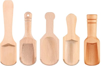 Dailygoods- Theelepel 5 Stuks - Houten Lepel - Mini Keukengerei - Koffie/Kruiden - Zoutlepel - Hoge Kwaliteit - Compact Formaat