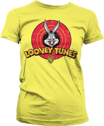 Looney Tunes Distressed Logo Girly T-shirt voor dames, geel