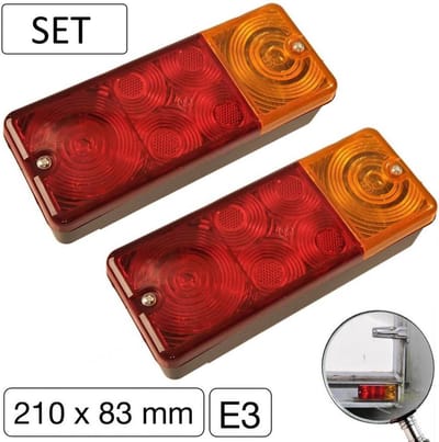 ProPlus Driekamer aanhangwagen achterlicht - 210 x 83 mm - Compleet unit - Set van 2 stuks