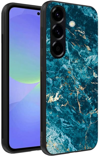 Smartphonica Telefoonhoesje Geschikt voor Samsung Galaxy A36 met marmer opdruk - TPU backcover case blue marble design - Blauw geschikt voor Samsung Galaxy A36