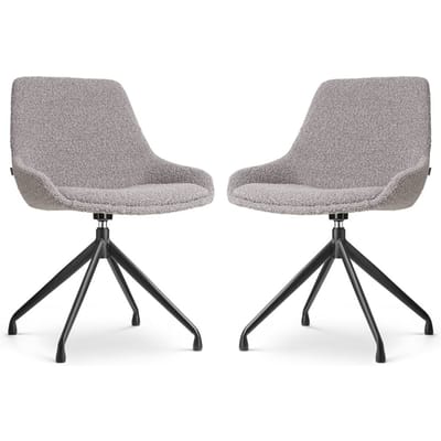 Nolon Nola-Isa Eetkamerstoelen Set van 2 Bouclé Taupe - Draaibaar - Stof - Zwart Onderstel - Design - Scandinavisch - Comfortabel