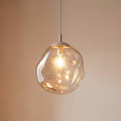 TK Lighting Hanglamp Lava, Ø 35 cm, E27, zand/cognac, glas