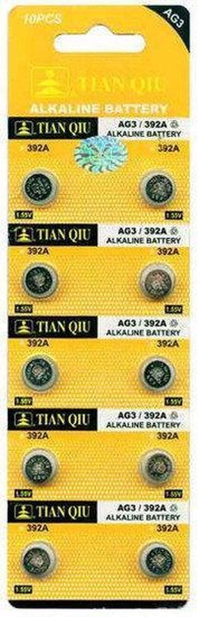 Strip 10 Stuks AG3 Batterijen | ook bekend als LR41, G3, 192, GP92A, 392, SR41, SR41W, L736, 384, SR736SW, SR736W, LR736, 392A, CX41, SR41SW, V3GA, SR736 | Voordeelkabels