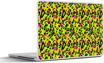 Laptop sticker - 10.1 inch - Dierenprint - Patronen - Neon - Geel - 25x18cm - Laptopstickers - Laptop skin - Cover