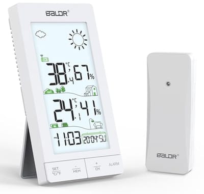 Draadloos Weerstation - Weerstation met Sensor - Binnen en Buiten Meten - Groot VA LCD Scherm - 15.2 cm Scherm