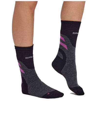 Brubeck TREKKING MERINO Dames Wandelsokken - Hoogwaardige Wolmix & Zilverionen - Ideaal voor Trekking & Outdoor - Grafiet / Fuchsia 36-38