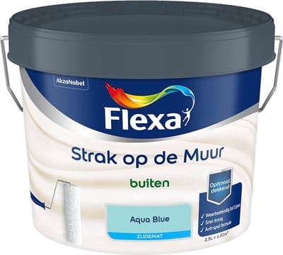 Flexa - Strak Op De Muur Buiten Zijdemat - Aqua Blue - Mengverf - 2,5 L