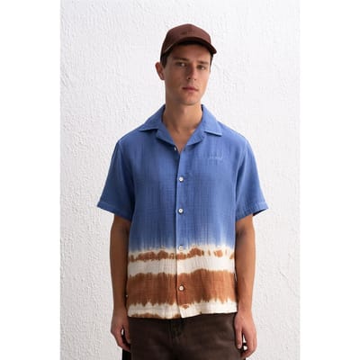 Tie-Dye Korte Mouwen Overhemd met Knopen
