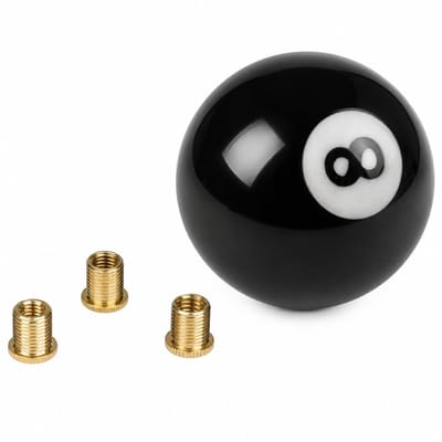 Tolvia Versnellingspook Knop 8 Ball - Universele Handgeschakelde Pookknop van Acryl - Inclusief 3 Schroefdraad Adapters - Geschikt voor M8, M10 & M12 - Zwart