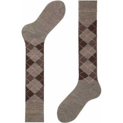 Burlington Whitby lang gedessineerd materiaal kniekousen dames bruin - maat 36-41