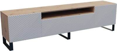 TV-kast Nicole III, woonwand, lowboard, tv-standaard, woonwand, woonkamer, tv-board, woonkamermeubels, televisie, highboard, TV-kast, tv-lowboard, 200 cm, 3 deuren, wit, bruin