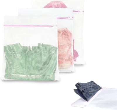 Set van 3 Wasnetten voor de Wasmachine - Reiswaszak met Rits Geschikt voor Kleding, Sweaters, Sokken en Jeans (30 x 40 cm)