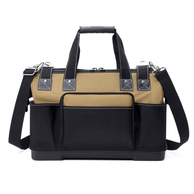Cosensi - Canvas Tool Bag - Professionele Gereedschapszak - Zwart - Multifunctionele Tas - Ideaal voor Elektriciens - 17 Compartimenten