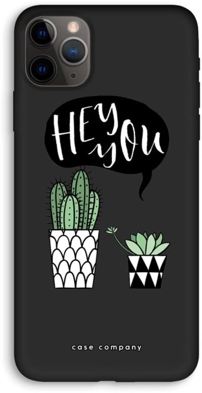 Case Company® - Hoesje geschikt voor iPhone 11 Pro Max hoesje - Hey you cactus - Biologisch Afbreekbaar Telefoonhoesje - Bescherming alle Kanten en Schermrand